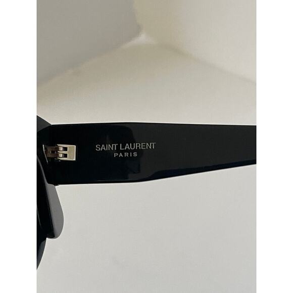 Saint Laurent M3 Black Glossy Acetate Sunglasses with Black Cassandra Logo